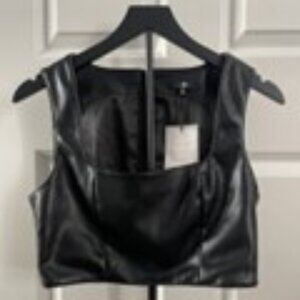Women's 7 For All Mankind Faux Leather Crop Top Medium